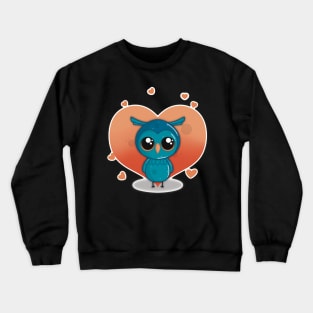 Cute Little Valentines Day Owl with Heart Crewneck Sweatshirt